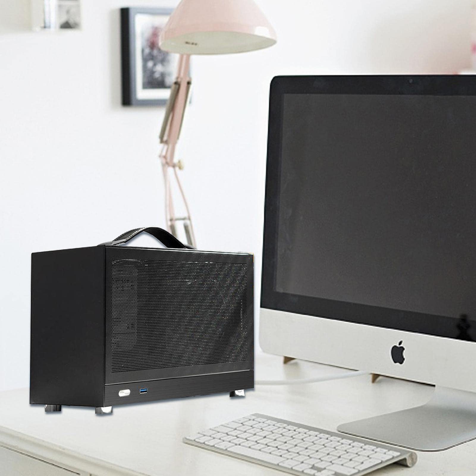 FokCalgary Mini ITX PC Case - Portable Small Form Factor Computer Case with USB Ports | Compact Desktop Chassis for Home Office, Gaming & HTPC Setup
