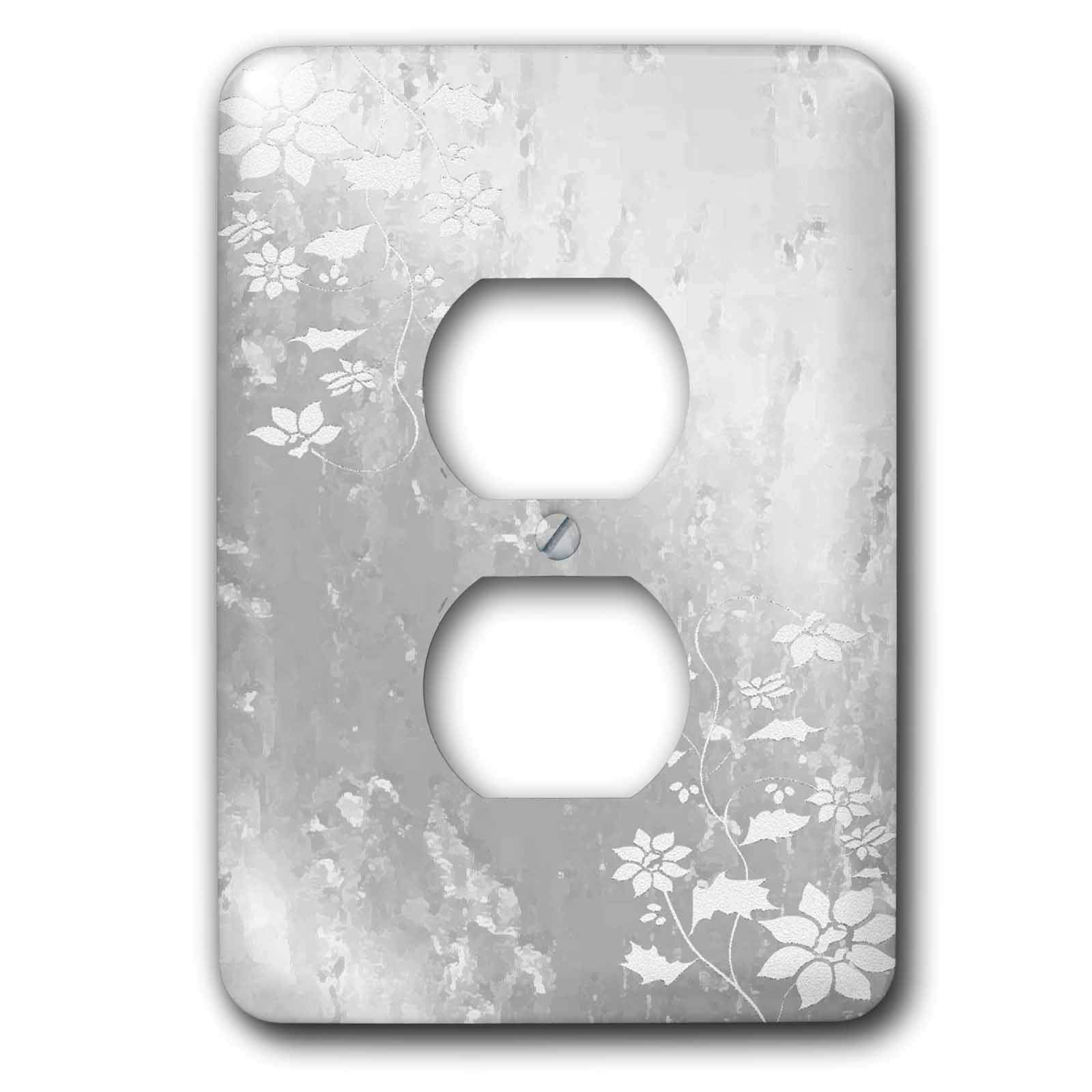 3D Rose Flowers on Silver 2 Plug Outlet Cover - Decorative Wall Plate for Living Room, Bedroom & Office - Home Electrical Safety Accessory