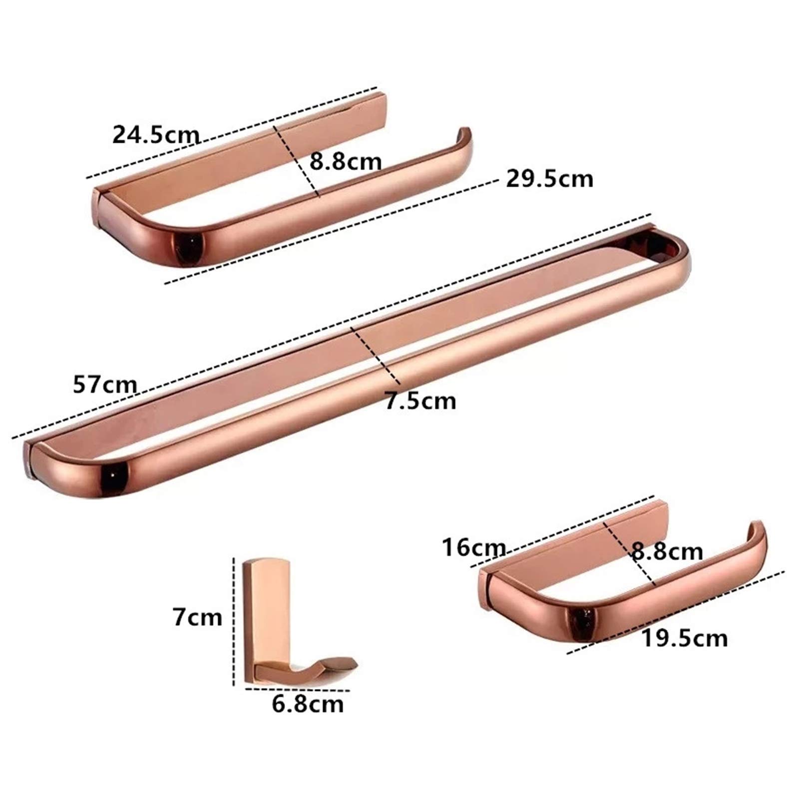 Luxury Rose Gold Bathroom Accessories Set - Brass Paper Holder, Towel Bar, Robe Hook & Towel Ring - Modern Bathroom Hardware with Concealed Screws for Any Decor | Perfect for Spa, Hotel & Home Bathroom Upgrade