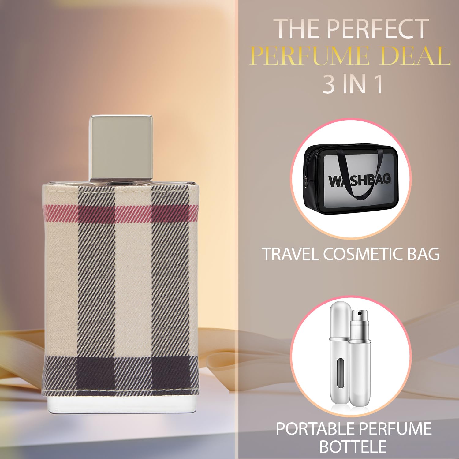 London Eau De Parfum for Women - 3.3 oz Luxury Perfume Spray Gift Set with Black Toiletry Bag & Refillable Bottle | Perfect for Daily Wear, Date Nights & Special Occasions