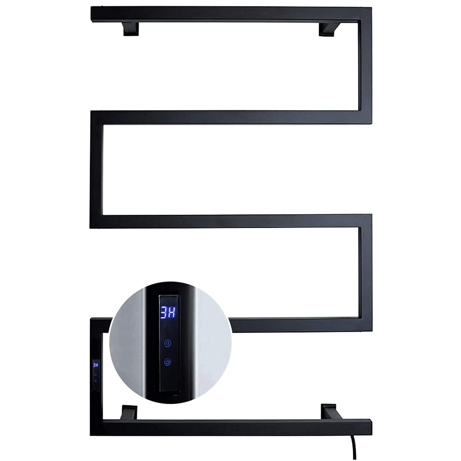 Electric Towel Warmer with Timer - Wall Mounted 304 Stainless Steel Towel Rail with 3 Heating Modes, Brushed Black Bathroom Towel Rack for Home, Plug in - Perfect for Spa, Luxury Hotels & Cozy Bathrooms