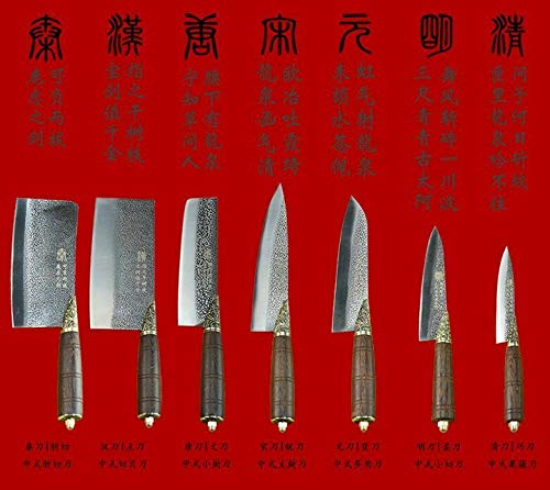 Premium 7-Piece Hand Forged Longquan Kitchen Knife Set - Chef Knife, Utility Knife, Paring Knife - High Carbon Stainless Steel - Perfect for Home Cooking, Professional Chefs & Culinary Enthusiasts