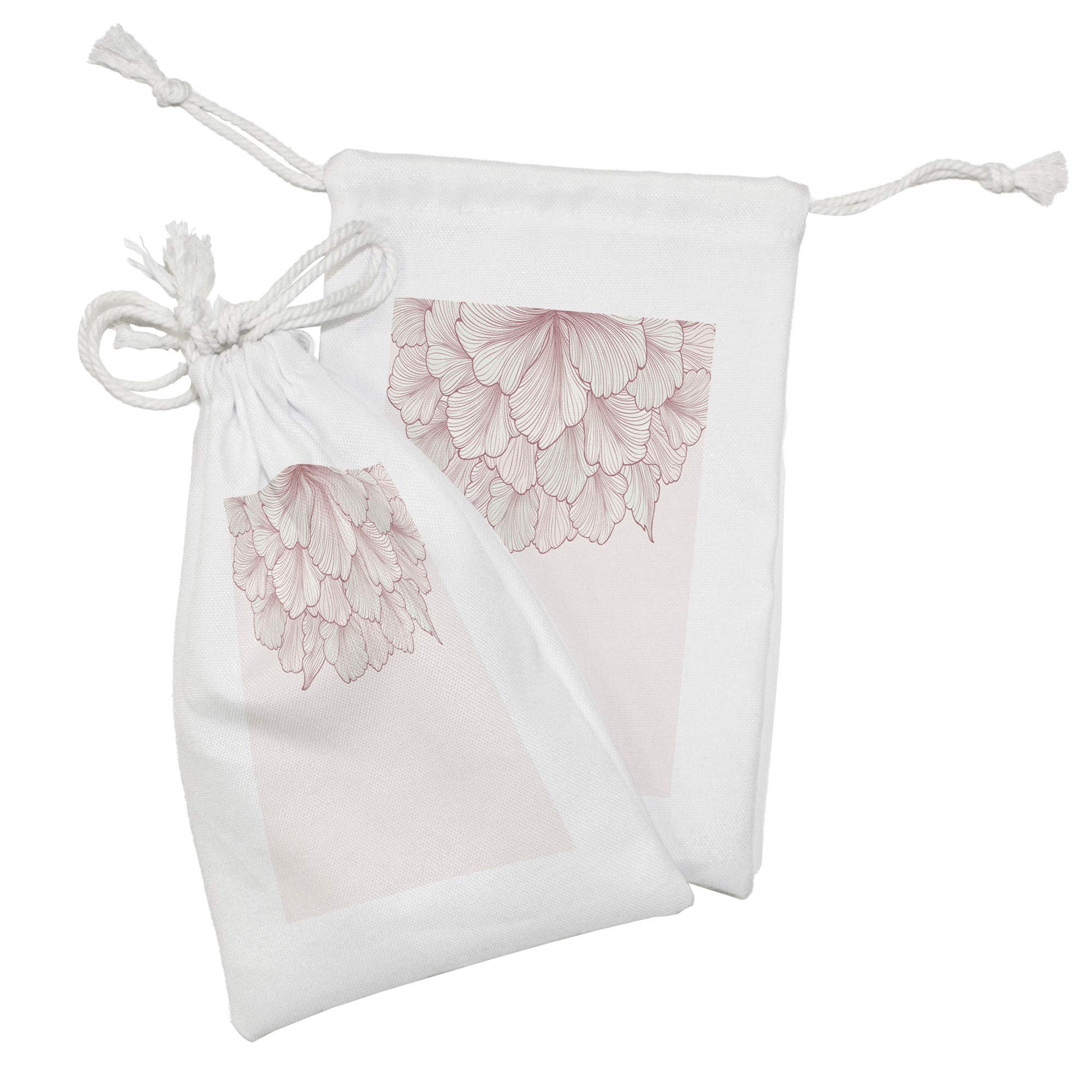 Ambesonne Floral Fabric Pouch Set of 2 - Pastel Bridal Carnation Drawstring Bags for Toiletries, Jewelry & Wedding Favors (9