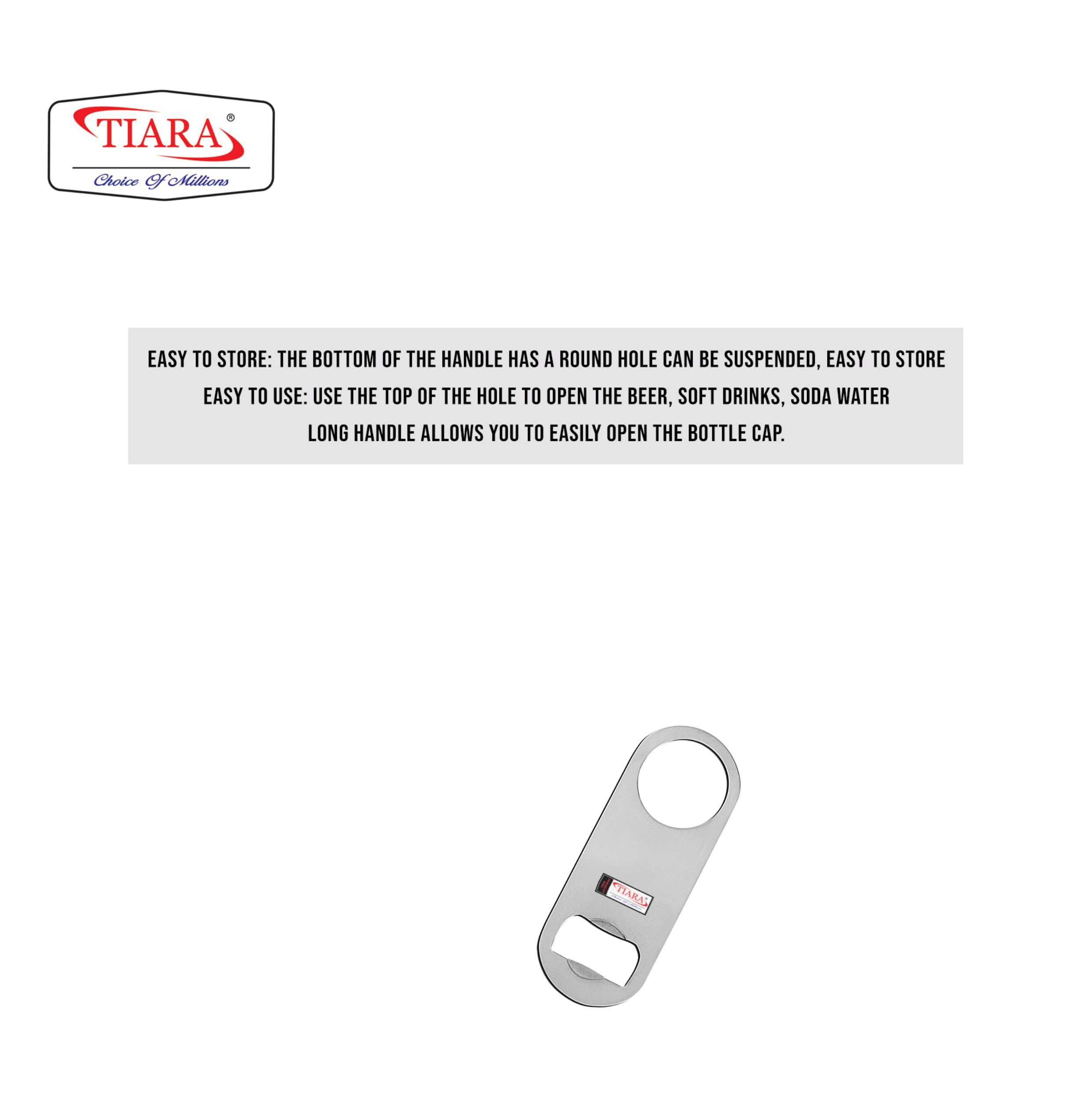 TIARA Sania Stainless Steel Bottle Opener - 11cm Compact Beer & Soda Opener for Kitchen, Bar, Restaurant - Durable Flat Design (1-Pack) - Perfect for Parties, Camping & Home Use