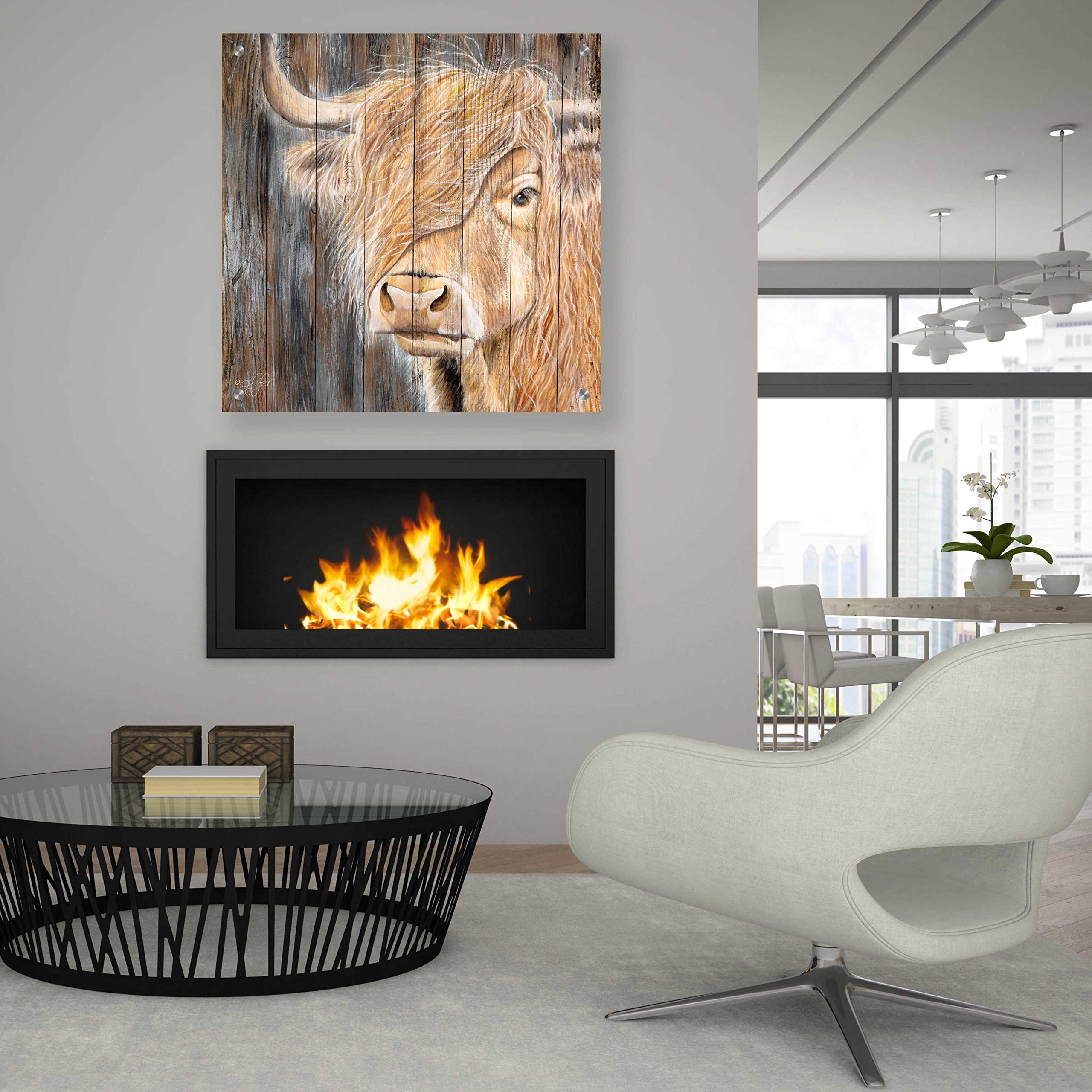 Epic Art 'A Windy Day on the Farm' by Diane Fifer - 36x36 Inch Acrylic Glass Wall Decor - Modern Farmhouse Painting for Living Room, Bedroom & Office