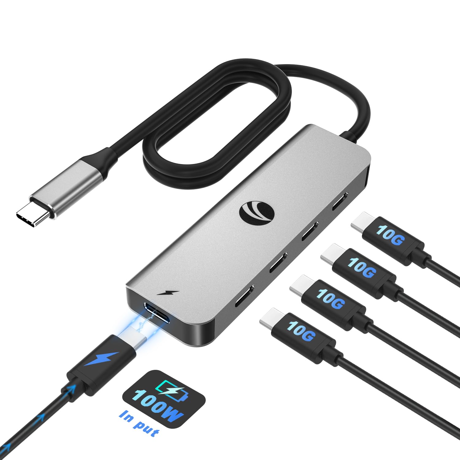 10Gbps USB C Hub 5-in-1 Multiport Adapter - 5 Ports USB C 3.2 Gen 2 Splitter with 100W PD Charging - Aluminum Type C Hub for MacBook Pro/Air, Thunderbolt 3 Laptops & USB C Devices (Gray) - Perfect for Office Work, Video Editing & Multi-Screen Setup