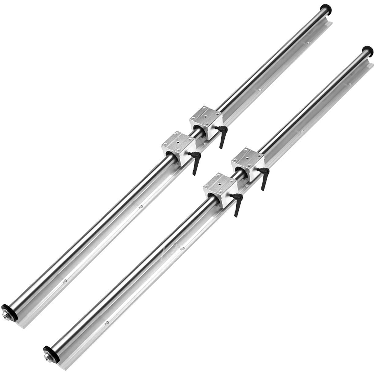 SBR16 Linear Rail Shaft Guide & Bearing Slide Block Kit - 4Pcs 200mm Rails + 8Pcs SBR16UU Blocks with End Stops | CNC Router & 3D Printer Parts for Precision Motion Control in DIY Automation Projects