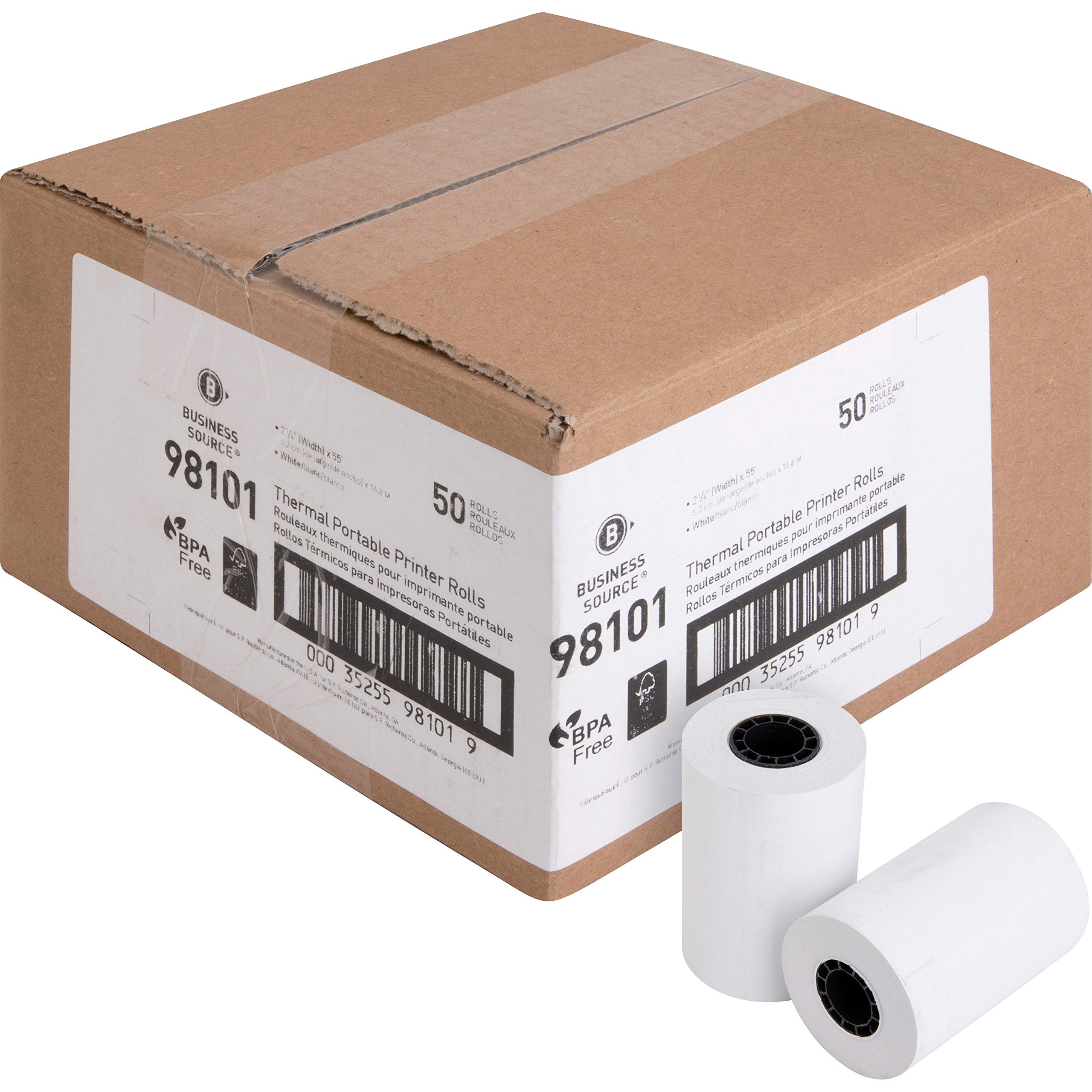 Business Source Recycled Receipt Paper Rolls - Eco-Friendly Thermal Paper for POS, Cash Registers & Invoices - Ideal for Retail Stores, Restaurants & Small Businesses