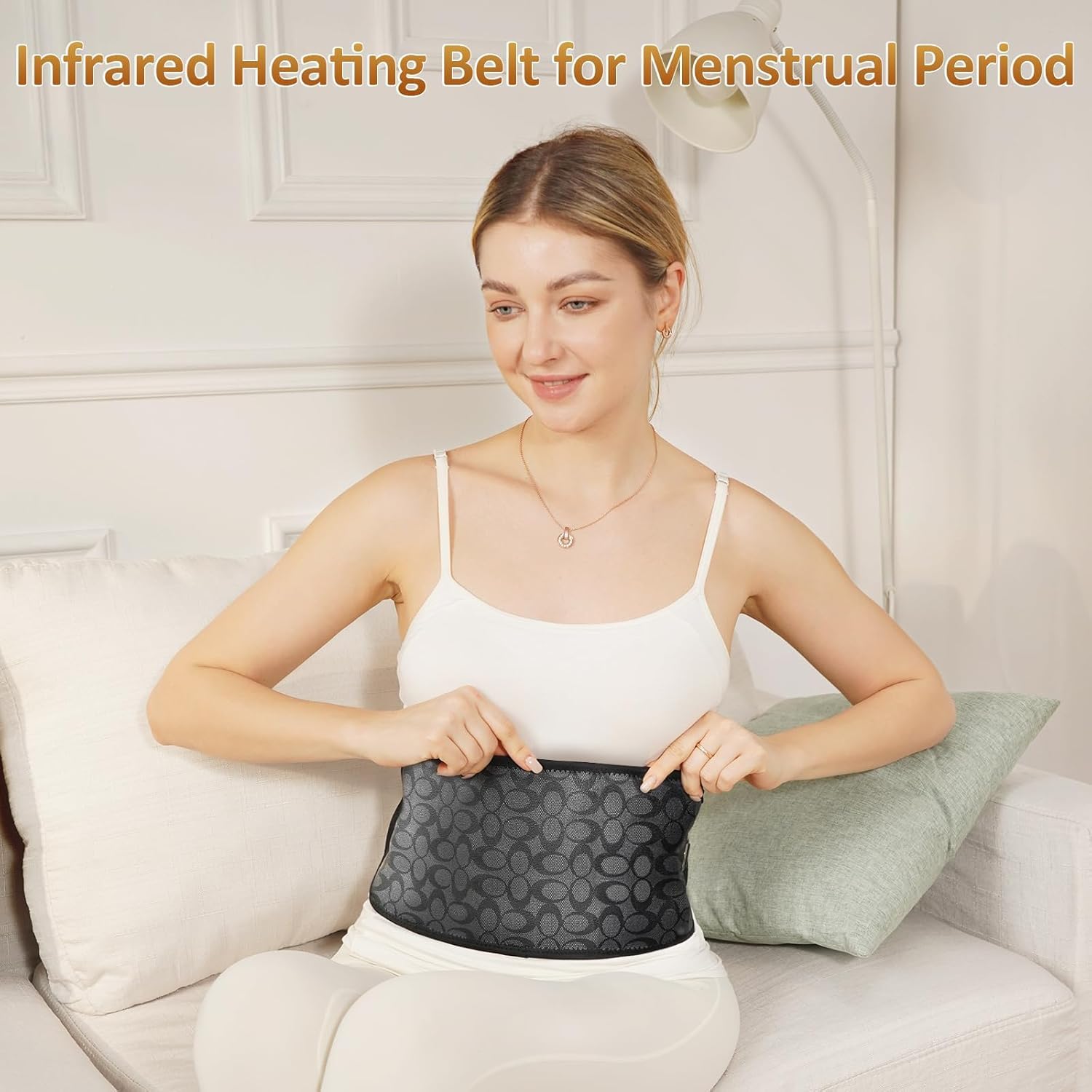 UTK Cordless Far Infrared Heating Pad for Lower Back Pain Relief - Wireless Heating Belt with 3 Heat Settings up to 149°F for Waist, Lumbar & Abdomen - Perfect for Home, Office & Travel Use