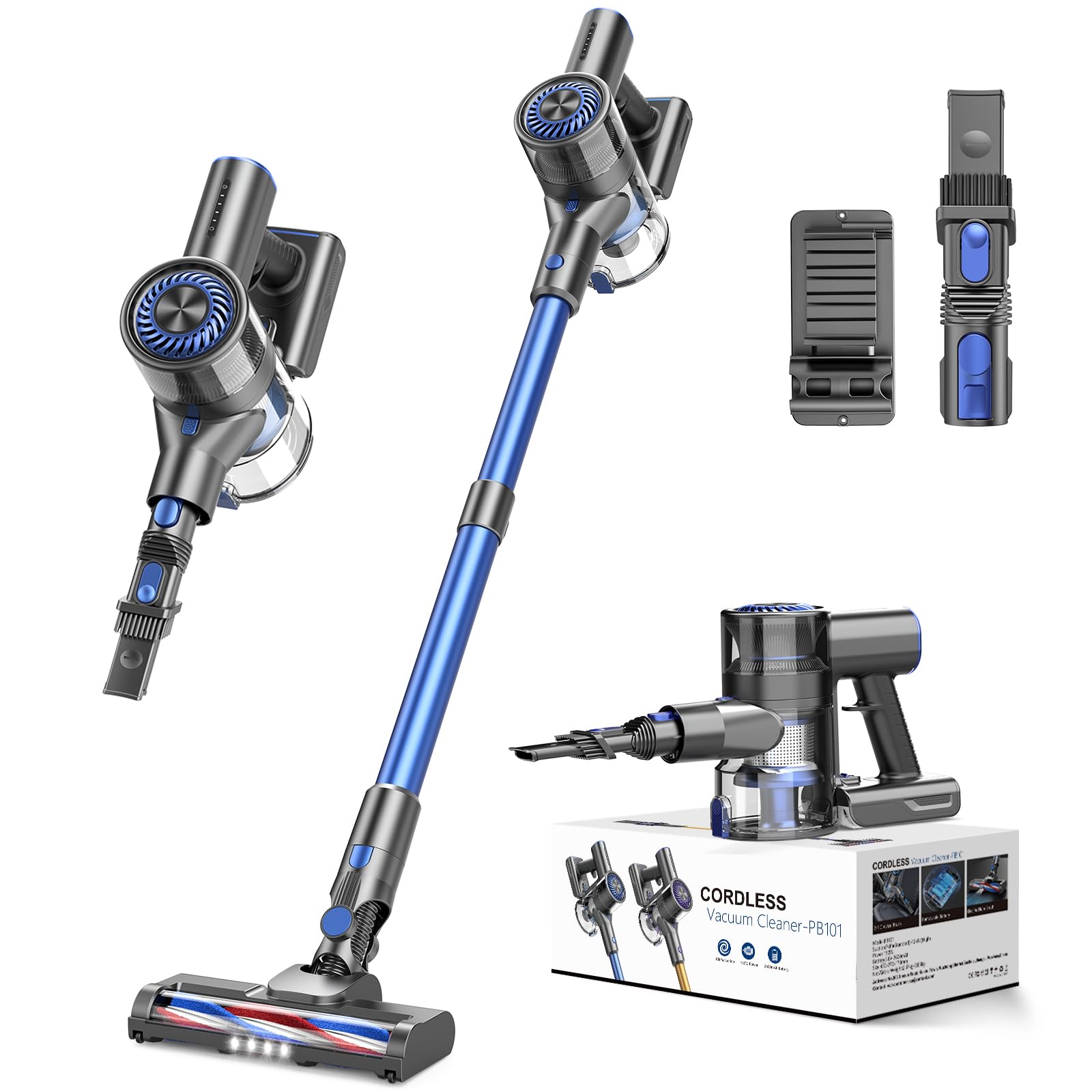 Powerful Cordless Vacuum Cleaner with 80000 RPM Brushless Motor & 2600mAh Battery - 40 Min Runtime for Hardwood Floors, Carpets, Pet Hair - Lightweight Stick Vac for Home Cleaning, Quick Pickup, Car Detailing