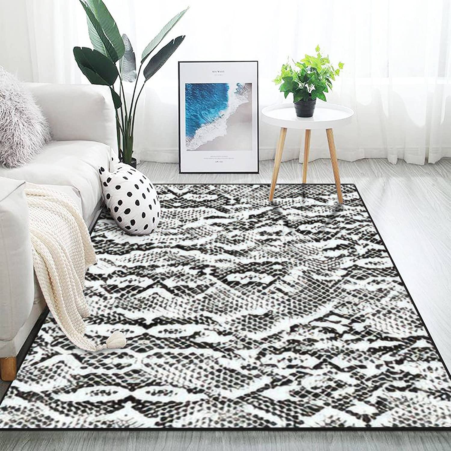 Modern 3D Snake Skin Print Non-Slip Area Rug - Extra Large Yoga Mat Runner for Living Room, Bedroom & Playroom - Soft Seamless Carpet for Home Decor | Perfect for Kids' Rooms, Yoga Practice & Stylish Interior Design