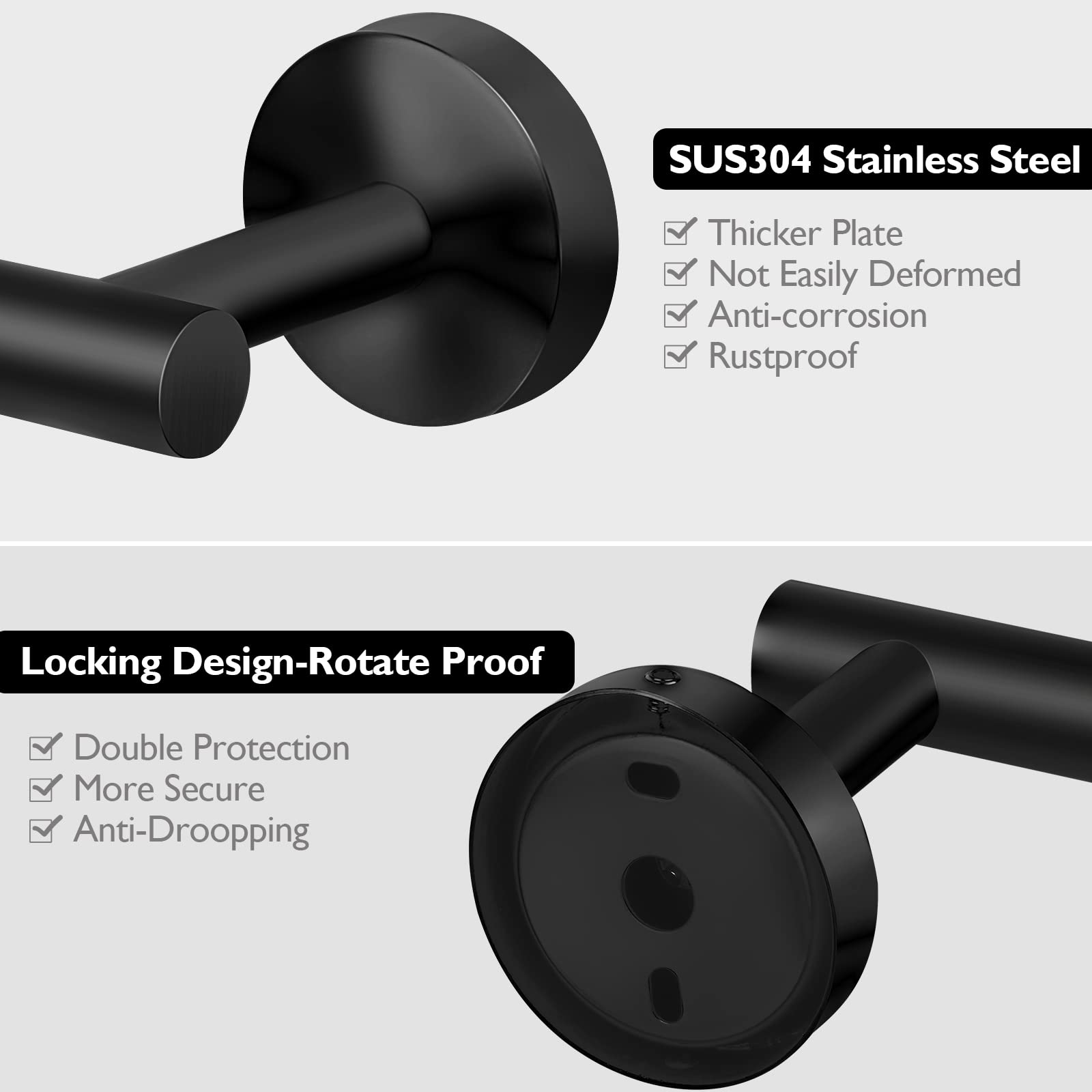 Matte Black Toilet Paper Holder - SUS304 Stainless Steel Wall Mounted Bathroom & Kitchen Toilet Roll Holder - Durable & Rustproof Bathroom Accessory for Modern Homes & Apartments