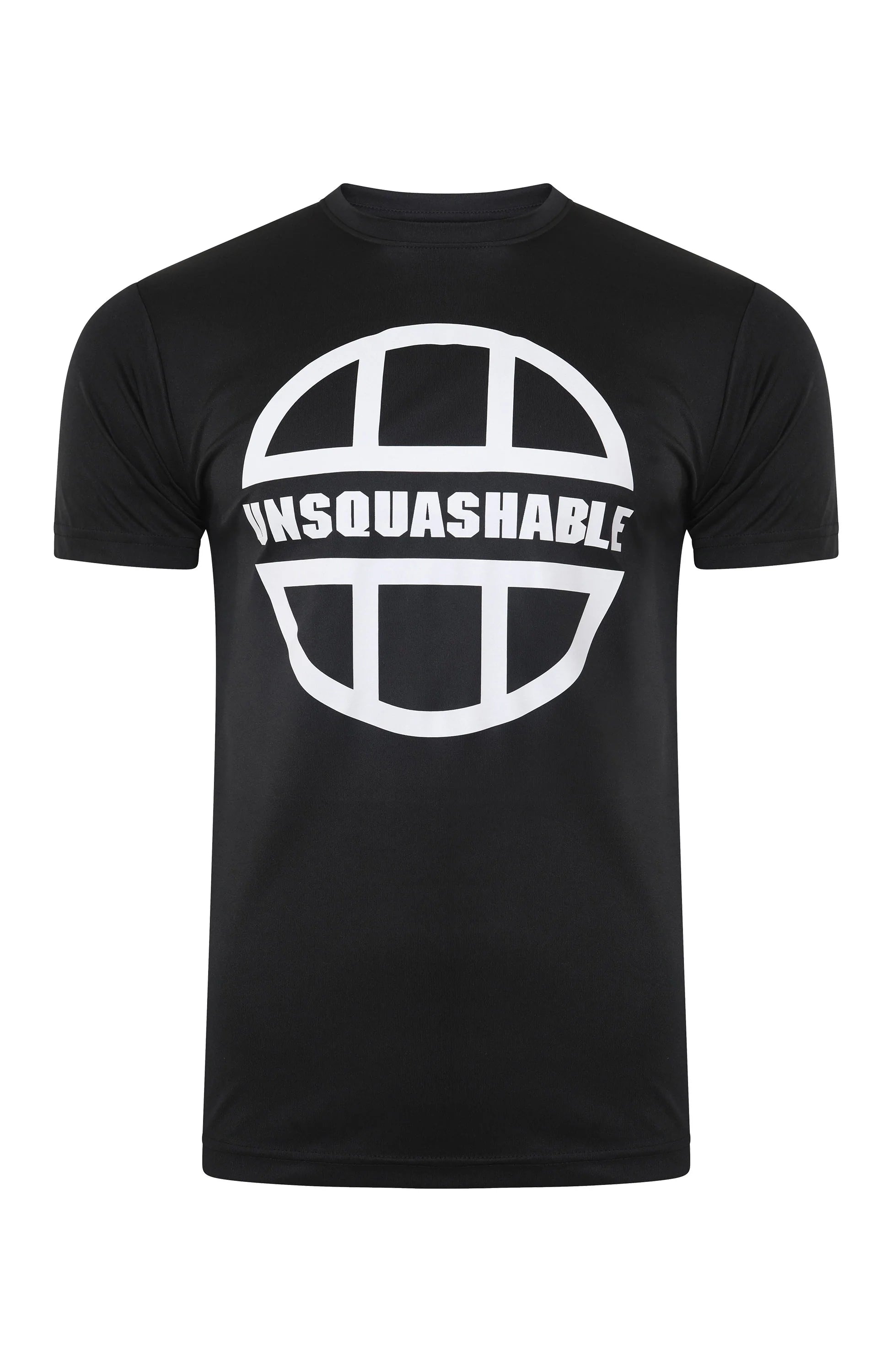 UNSQUASHABLE Performance Training T-Shirt for Men & Women - Moisture Wicking Workout Shirt - Gym & Running Activewear - Black