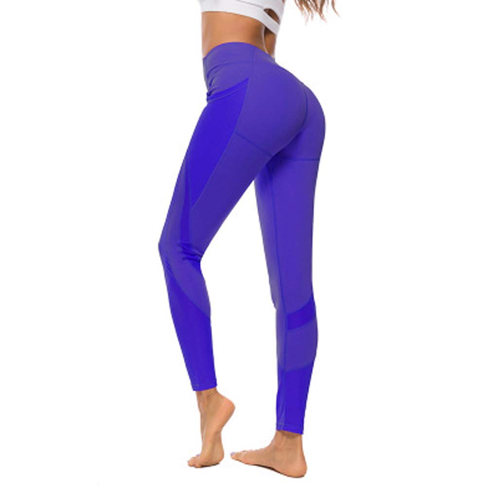 Women's Running & Yoga Pants - Pure Color Stretchy Fitness Leggings with Side Pockets for Gym, Workout & Casual Wear