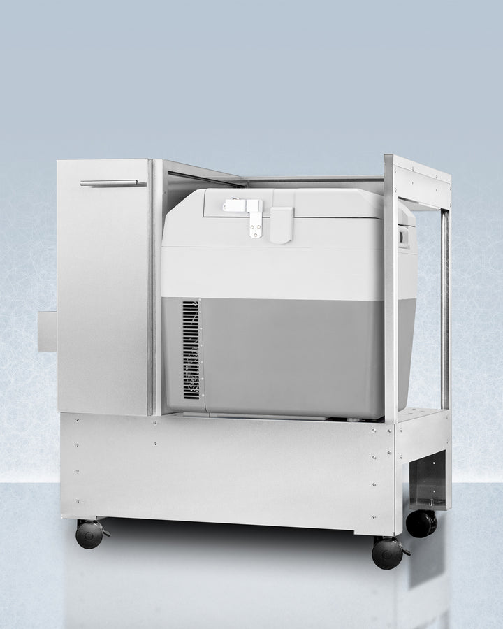 Accucold SPRF36LCART Stainless Steel Rolling Cart with Portable Refrigerator & Freezer - Perfect for Outdoor Camping, Tailgating, and Home Kitchen Use