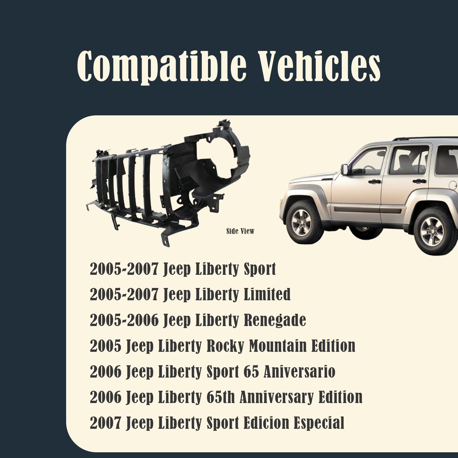 Jeep Liberty 2005-2007 Grille Support Bracket & Reinforcement - CH1223101 55156755AF Replacement | Durable Auto Part for Off-Road & Daily Driving