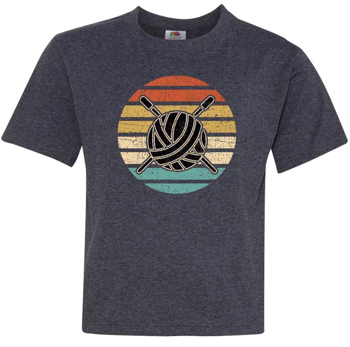 Inktastic Knitting Club Yarn Sunset Graphic Tee - Soft Cotton Knitter T-Shirt for Women & Youth - Perfect for Crafting, Knitting Parties & Casual Wear