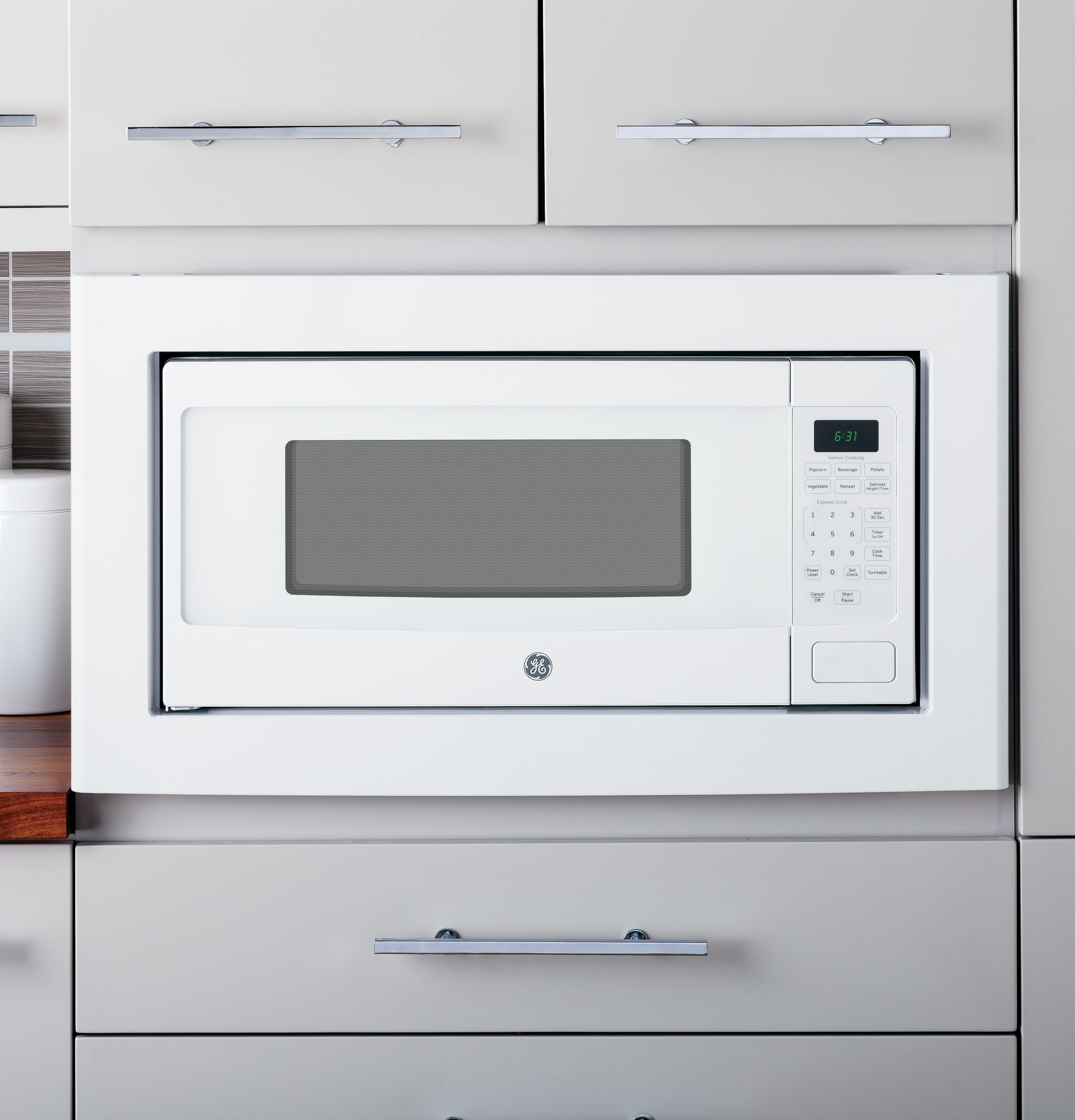 GE PEM31DFWW Profile Series 1.1 Cu. Ft. Countertop Microwave Oven - Compact & Fast Cooking for Small Kitchens, Dorms & Offices
