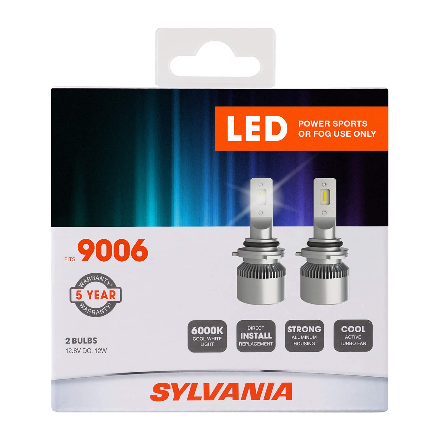 Sylvania 9006 LED Headlight Bulbs - High Performance Powersport Lights for Off-Road Vehicles, Motorcycles & Fog Lights - 2 Pack - Perfect for Night Riding, Adventure Trips & Low Visibility Conditions