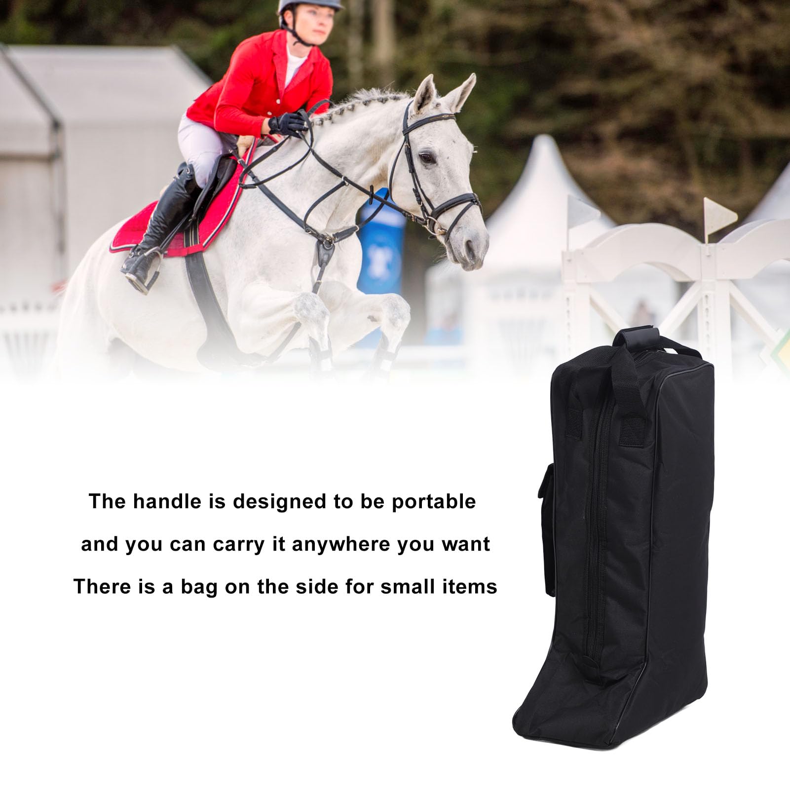 Portable Dust Proof Storage Bags for Tall Boots - Waterproof Oxford Cloth & Leather Zippered Shoe Organizers with Handle - Perfect for Cowboy Boots, Snow Boots, Riding Boots & Winter Footwear - Ideal for Travel, Storage & Closet Organization (Black)
