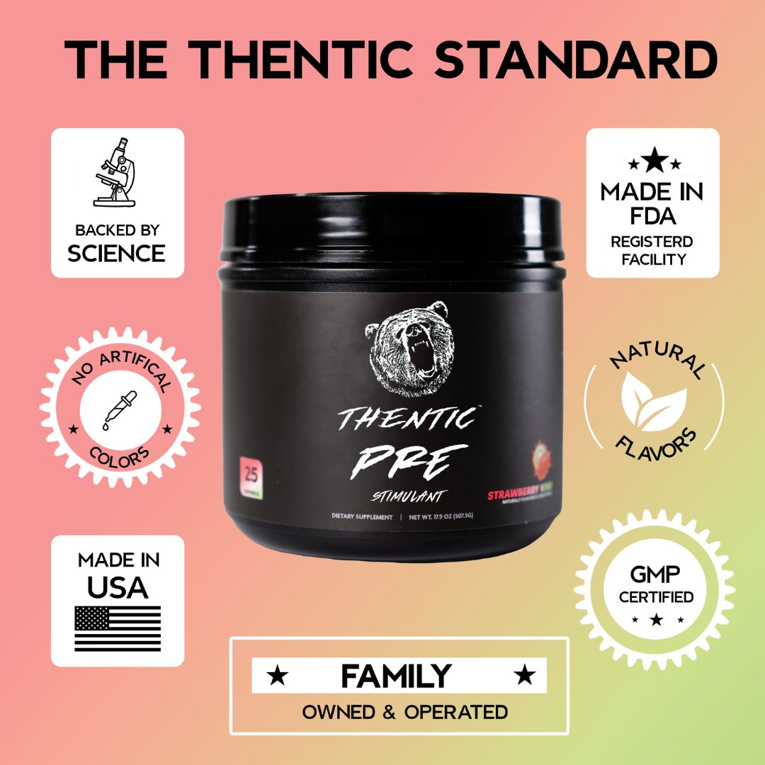 Premium Thentic Pre Workout Supplement for Energy & Focus - Boost Performance for Gym, Running & Fitness Training