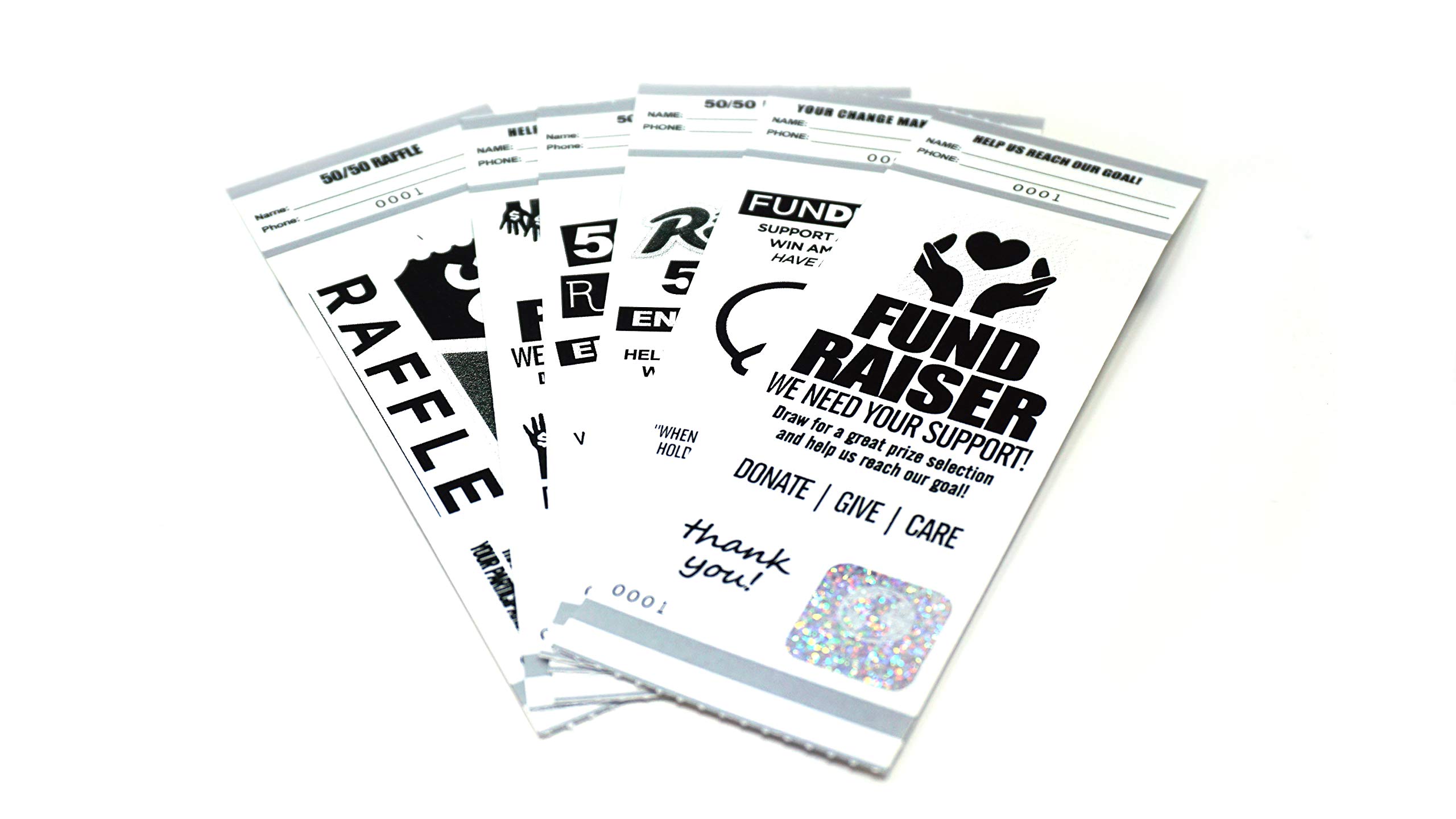 Premium 50/50 Raffle Tickets Box (500 Count) - Silver Event Fundraiser Tickets | Fast & Secure Printing by MyZone | Perfect for Charity Events, School Fundraisers & Community Auctions