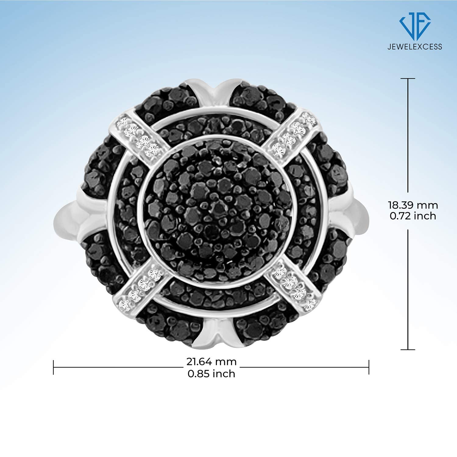 Sterling Silver 1 Carat Black & White Diamond Ring for Women | Elegant Everyday Jewelry for Casual Wear, Date Nights & Special Occasions