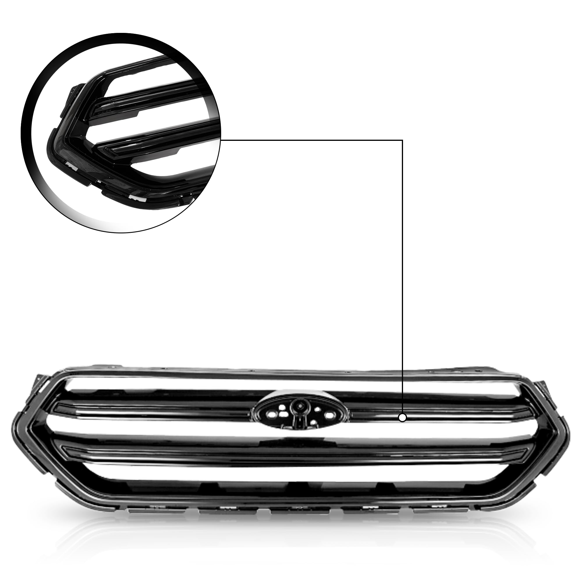 2017-2018-2019 Ford Escape Front Upper Bumper Grille - Glossy Black Replacement (Part #GJ5Z8200B) | Perfect for Off-Roading & Custom Car Upgrades