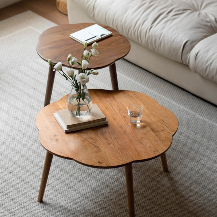 Premium Black Walnut & Cherry Solid Wood Coffee Table - Handcrafted Rustic Modern Living Room Centerpiece for Home Decor