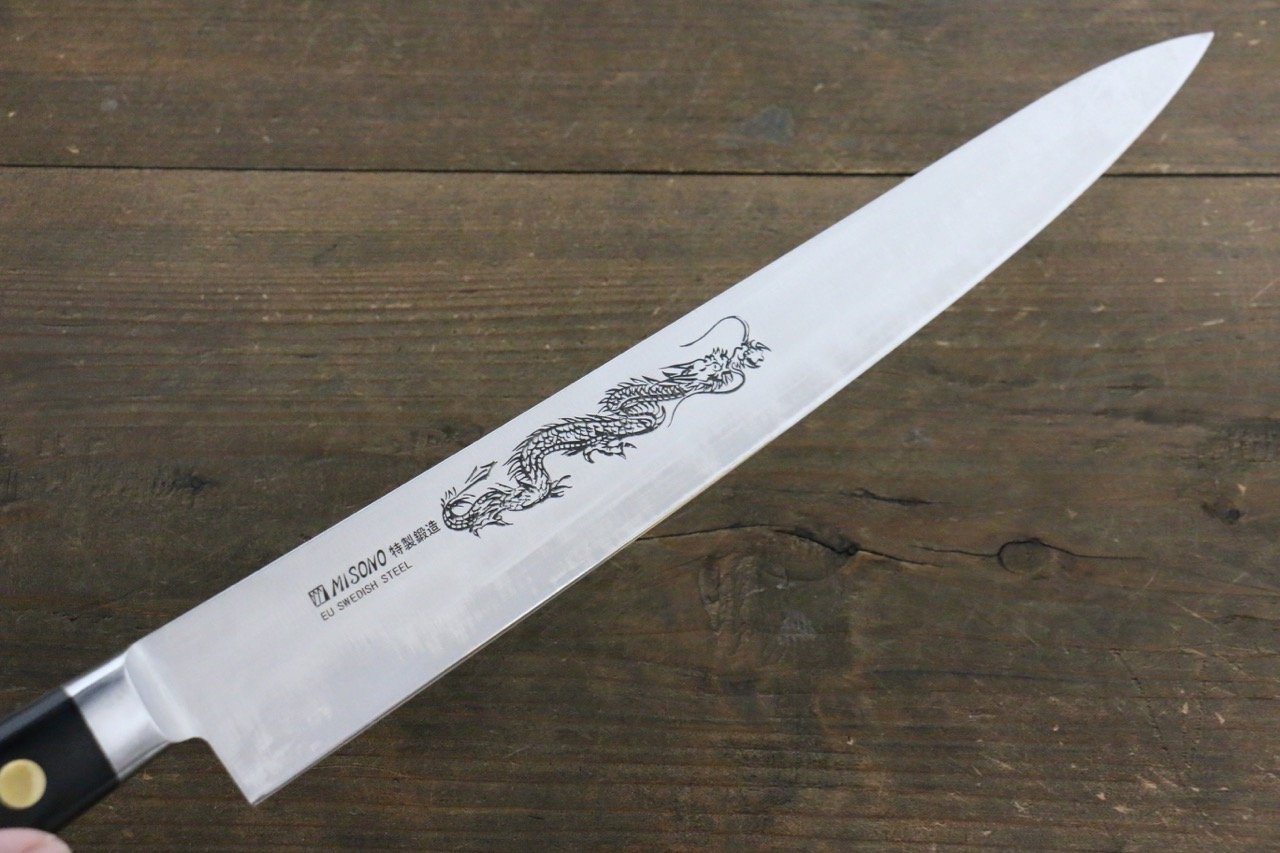 Premium Misono Swedish Steel Sujihiki Knife - Dragon Engraved Japanese Slicing Knife for Sushi, Meat & Delicate Cutting | Professional Chef & Home Kitchen Essential