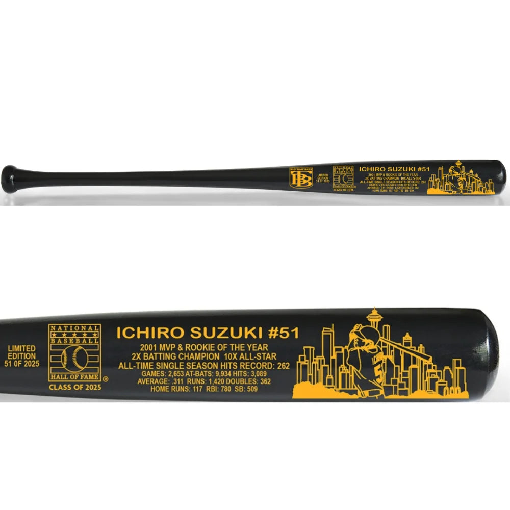 Ichiro Suzuki 2025 Cooperstown Hall of Fame Seattle Mariners Black Maple Baseball Bat #D/2024 - Limited Edition Collectible for Baseball Fans & Memorabilia Display
