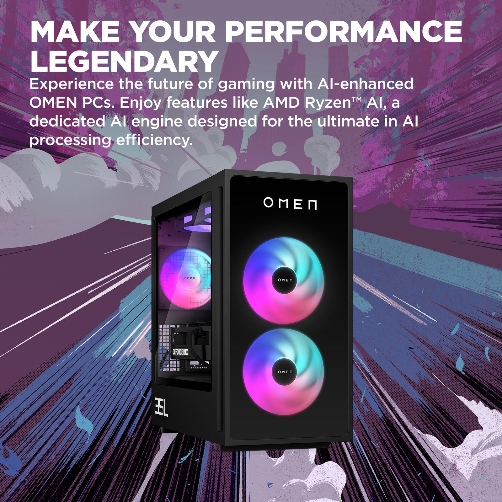 OMEN GT16-0066m Gaming Desktop PC - AMD Ryzen 7, 16GB RAM, 1TB SSD, NVIDIA GeForce RTX 4060, Windows 11 Home - Powerful Gaming & Streaming Computer for Esports & VR Gaming
