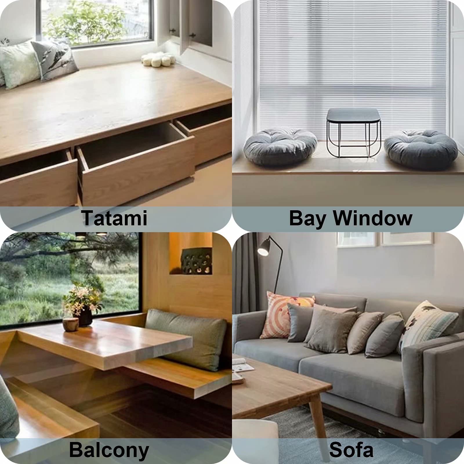 Custom Indoor Bay Window Bench Cushions 3 Inch Thick - Trapezoid Seat Cushions for Living Room, Bedroom, Patio - Sky Blue 3