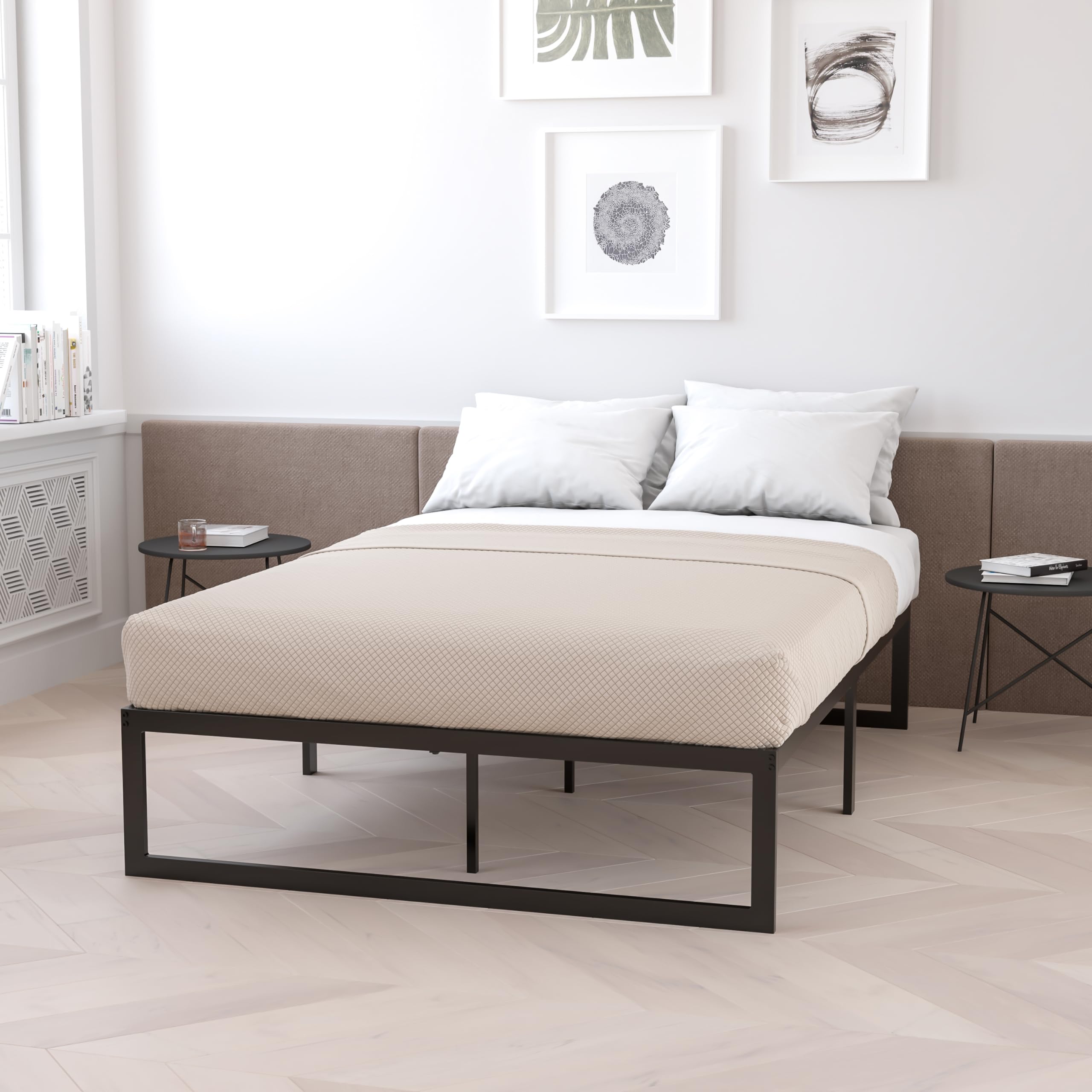 EMMA + OLIVER 14 Inch Twin Size Platform Bed Frame with 12 Inch Memory Foam Mattress in a Box - No Box Spring Needed - Perfect for Kids Rooms, Guest Beds & Small Spaces