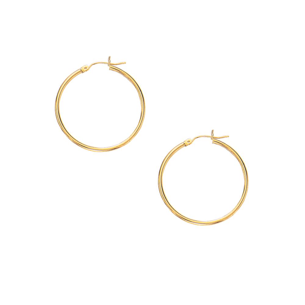 10K Gold 2x30mm Hoop Earrings for Women - Classic Small Gold Hoops for Everyday Wear, Gift Giving & Special Occasions