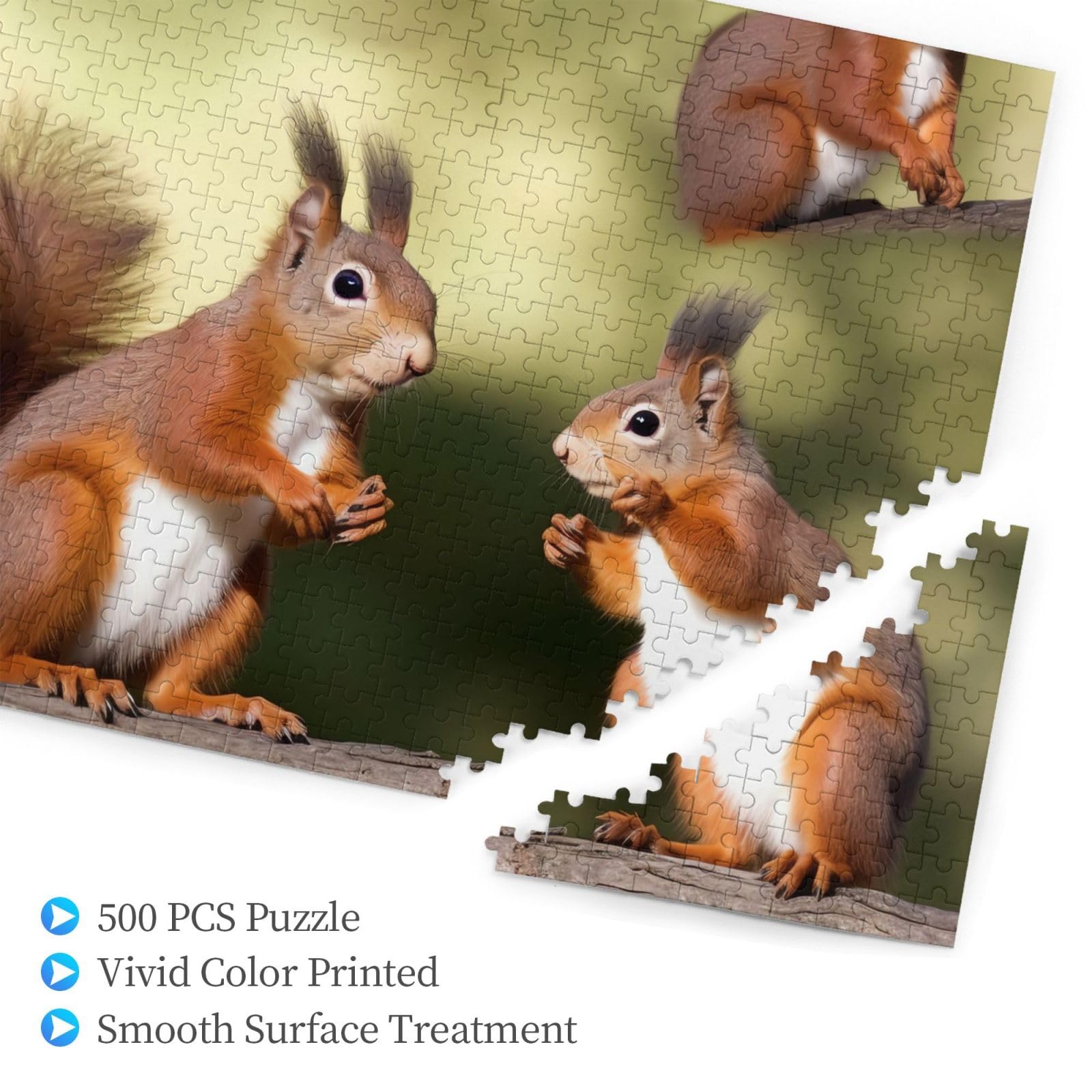 500-Piece Wooden Jigsaw Puzzle - Cute Squirrels Photo Puzzle for Adults, Personalized Picture Puzzle for Family, Wedding, Birthday & Valentine's Day Gifts (20.4