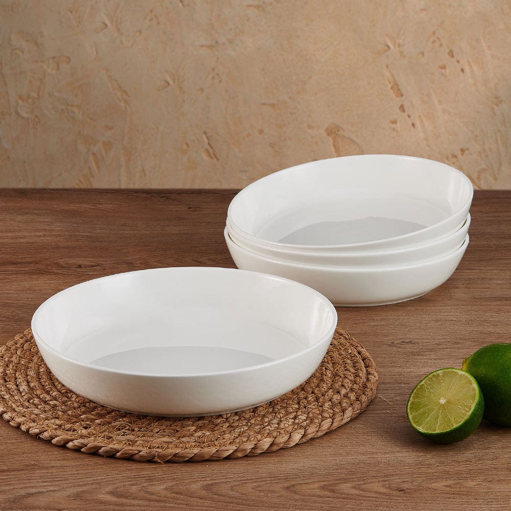 Samantha Set of 4 Pasta Bowls - Premium Ceramic Pasta Serving Bowls for Spaghetti, Salad & Soup - Perfect for Family Dinners & Entertaining Guests