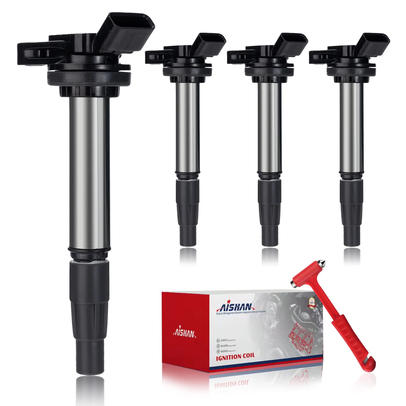 4-Pack Ignition Coil Set Compatible with Toyota Corolla/Matrix/Prius/Scion XD IM, Lexus CT200h, Pontiac Vibe 2009-2017 1.8L L4 - Replaces UF596 UF619 90919-02252 - Perfect for Engine Performance & Smooth Driving