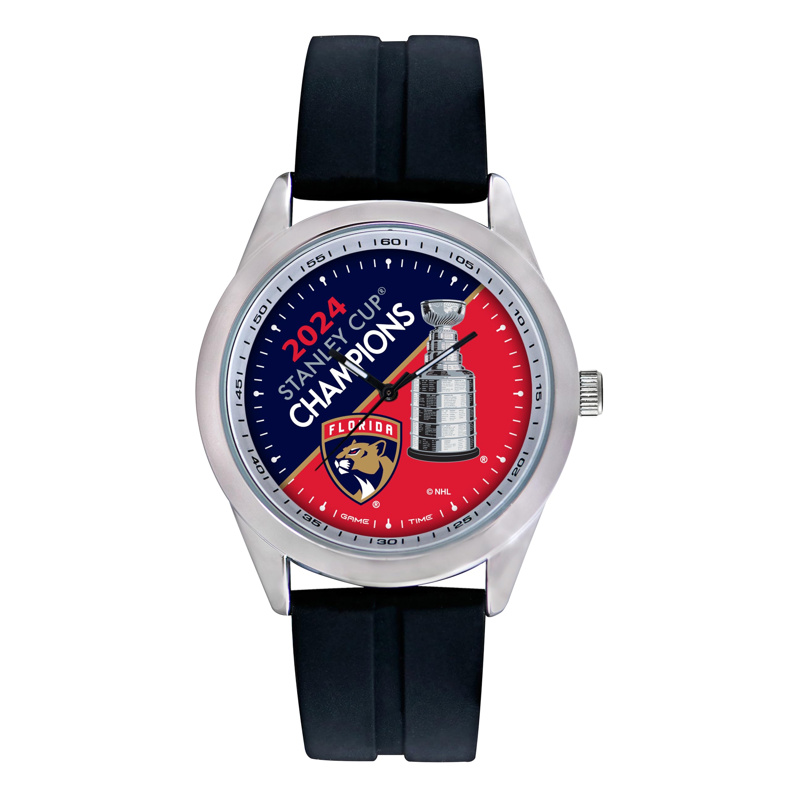 Florida Panthers 2024 Stanley Cup Champions Watch - NHL Varsity Series, Black Band for Men's Sports Fashion