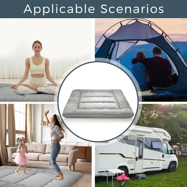 MAXYOYO Japanese Floor Mattress Futon - Foldable Tatami Mattress for Bedroom, Guest Room & Living Room - Comfortable Grey Floor Sleeping Pad for Adults & Kids