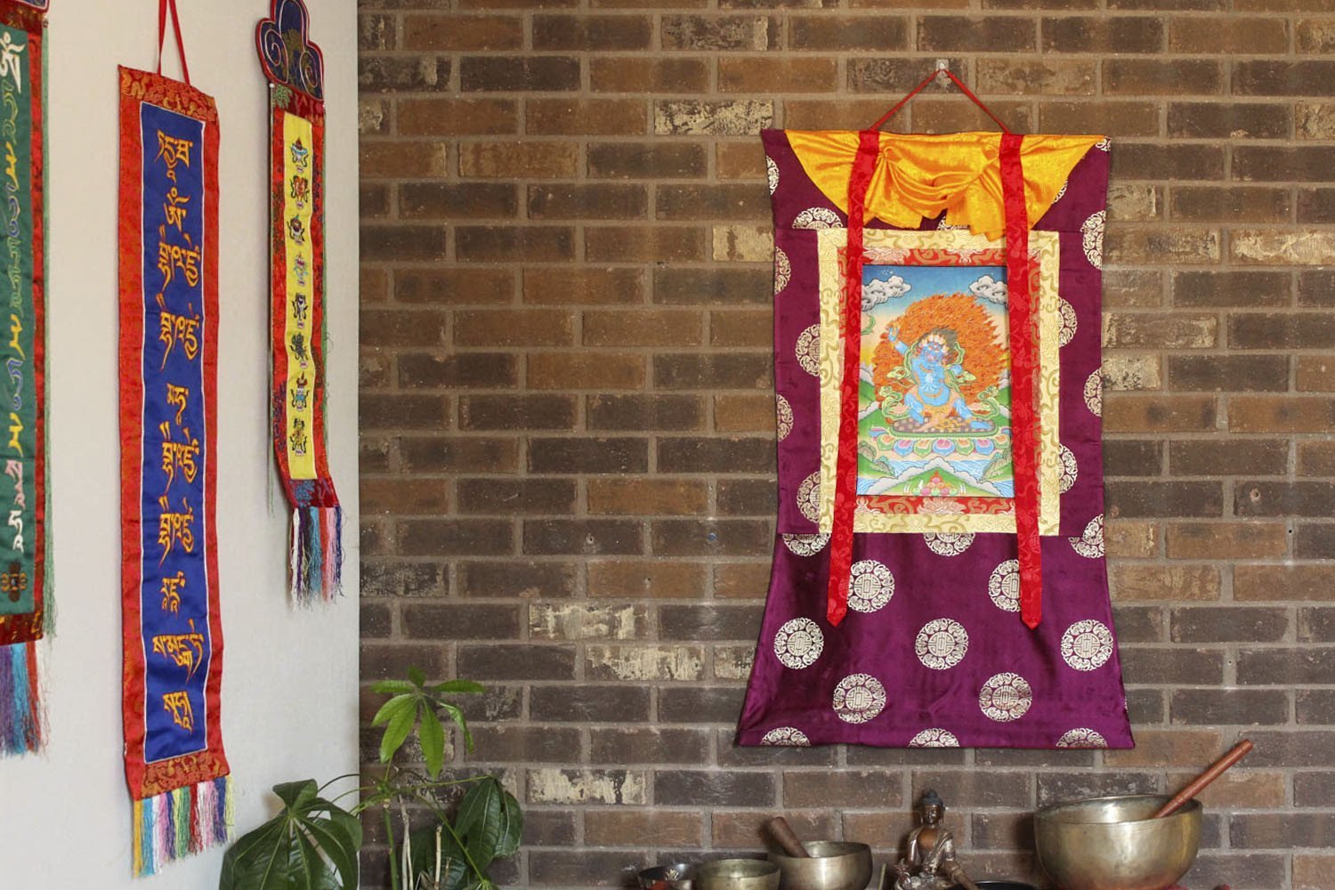 Authentic Hand-Painted Vajrapani Thangka Art - Traditional Tibetan Buddhist Wall Hanging for Meditation & Home Decor (Framed) | Perfect for Spiritual Practice, Yoga Studios & Gift Giving