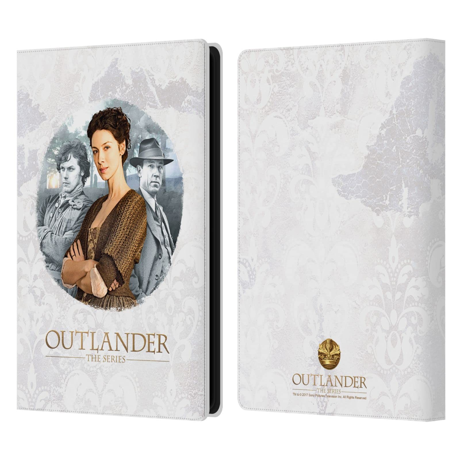 Outlander Claire, Jamie & Frank Portraits Leather Kindle Paperwhite 4 Case Cover (2019) - Officially Licensed by Head Case Designs for Book Lovers & Travelers