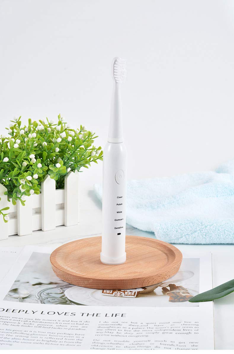 Sonic Electric Toothbrush for Adults - 5 Cleaning Modes with 2 Minute Smart Timer, Rechargeable Battery, White (Unisex) | Perfect for Travel, Home & Daily Oral Care