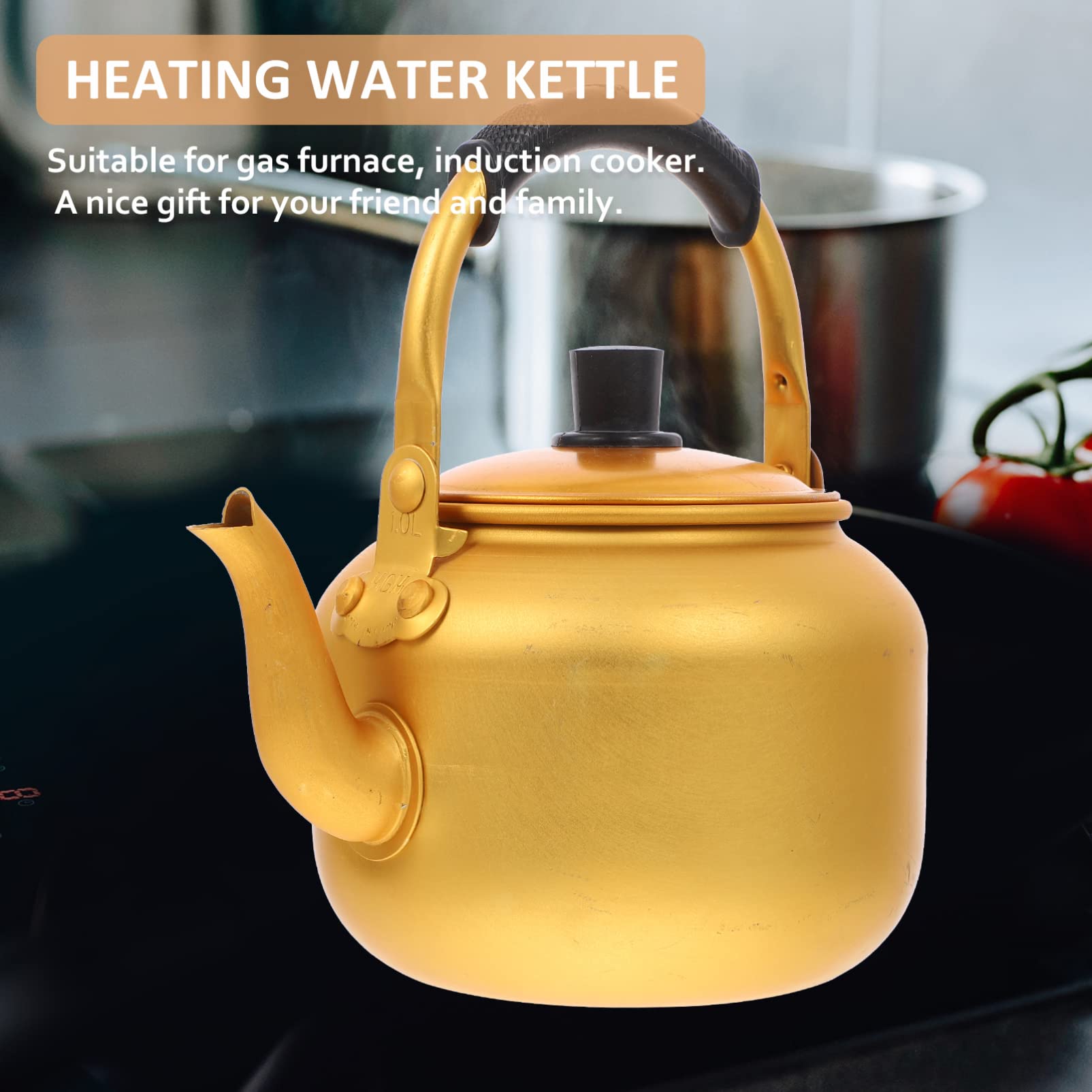 UPKOCH 1L Aluminum Whistling Tea Kettle - Induction Compatible Stovetop Coffee & Water Boiling Pot for Home Kitchen | Perfect for Tea Brewing, Coffee Making & Hot Water Dispensing