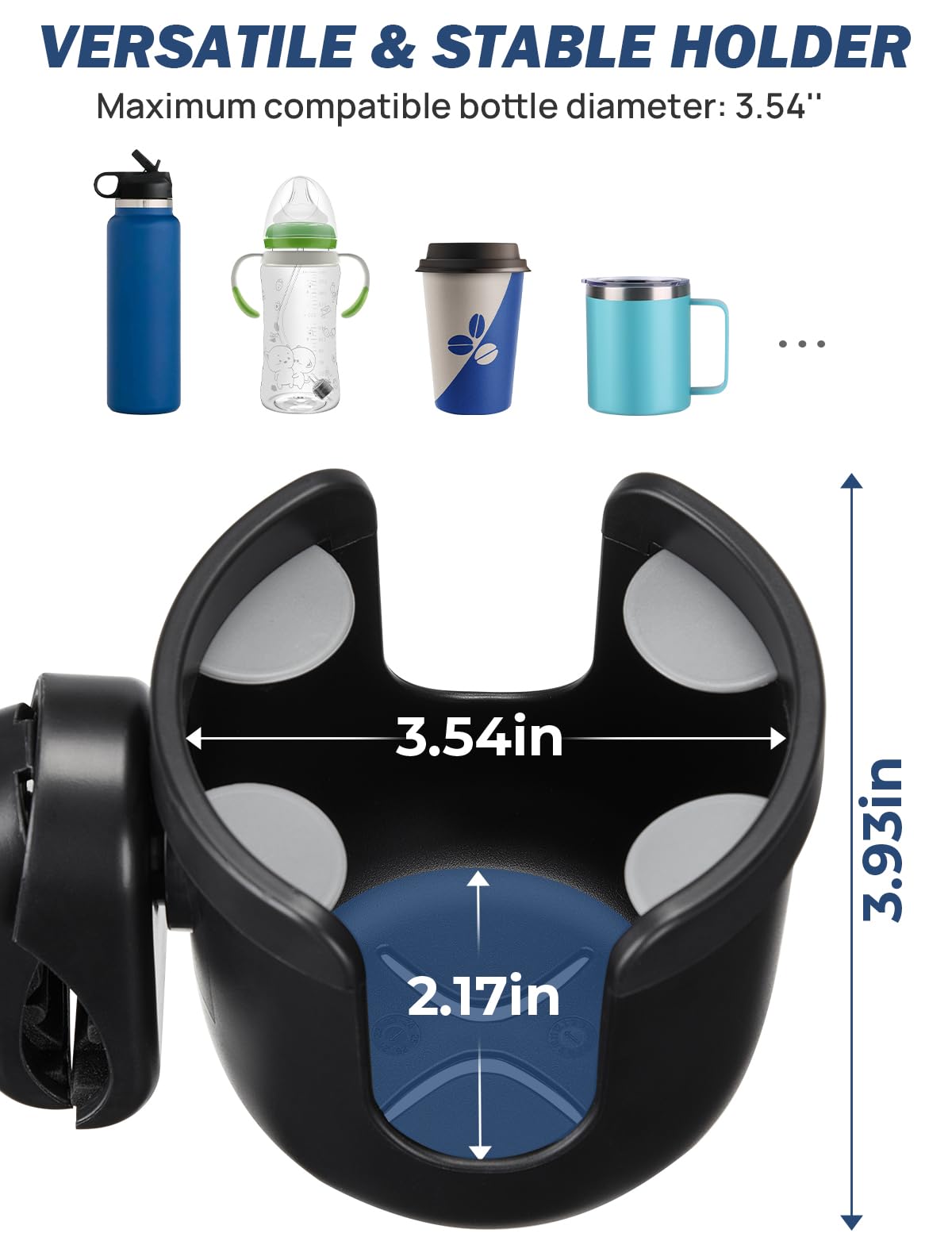 JOYTUTUS Wheelchair Cup Holder with 4 Flexible Tabs - Universal Drink Holder for Walker, Rollator, Scooter & Stroller - Perfect for Mobility Aids & Outdoor Activities