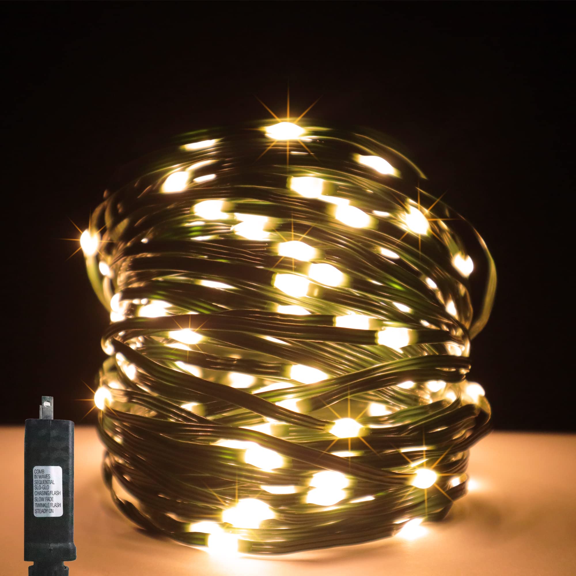 82 FT 200 LED Twinkle String Lights with 8 Lighting Modes - Green Wire Warm White Christmas Lights for Indoor Outdoor Home, Garden, Party, Wedding & Holiday Decoration
