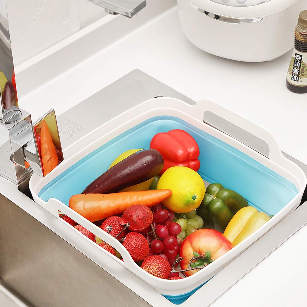Collapsible Dish Basin with Drain Plug - 9L Large Capacity for RV, Kitchen & Camping