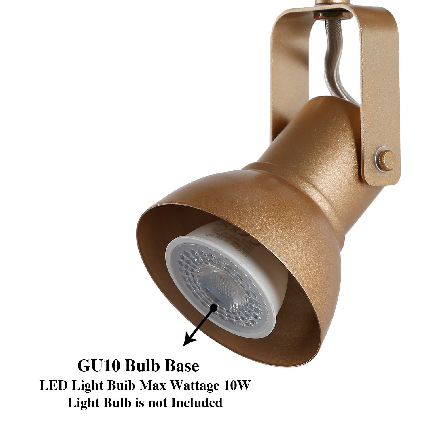 Modern LED Track Lighting Fixture - 4 Adjustable Ceiling Spotlights for Kitchen, Living Room & Retail (Gold Finish, GU10 Base, 10W Bulbs Not Included) | Energy-Efficient Home & Commercial Lighting Solution