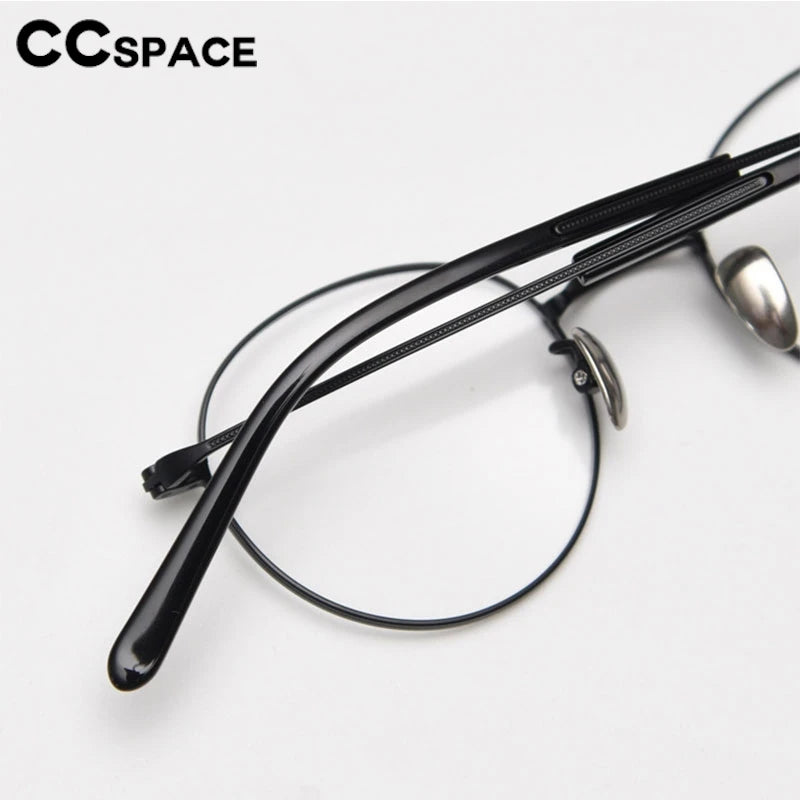 CCspace Unisex Full Rim Round Titanium Eyeglasses Frame - Lightweight Durable Glasses for Men & Women - Perfect for Reading, Driving & Daily Wear (Model 300779)