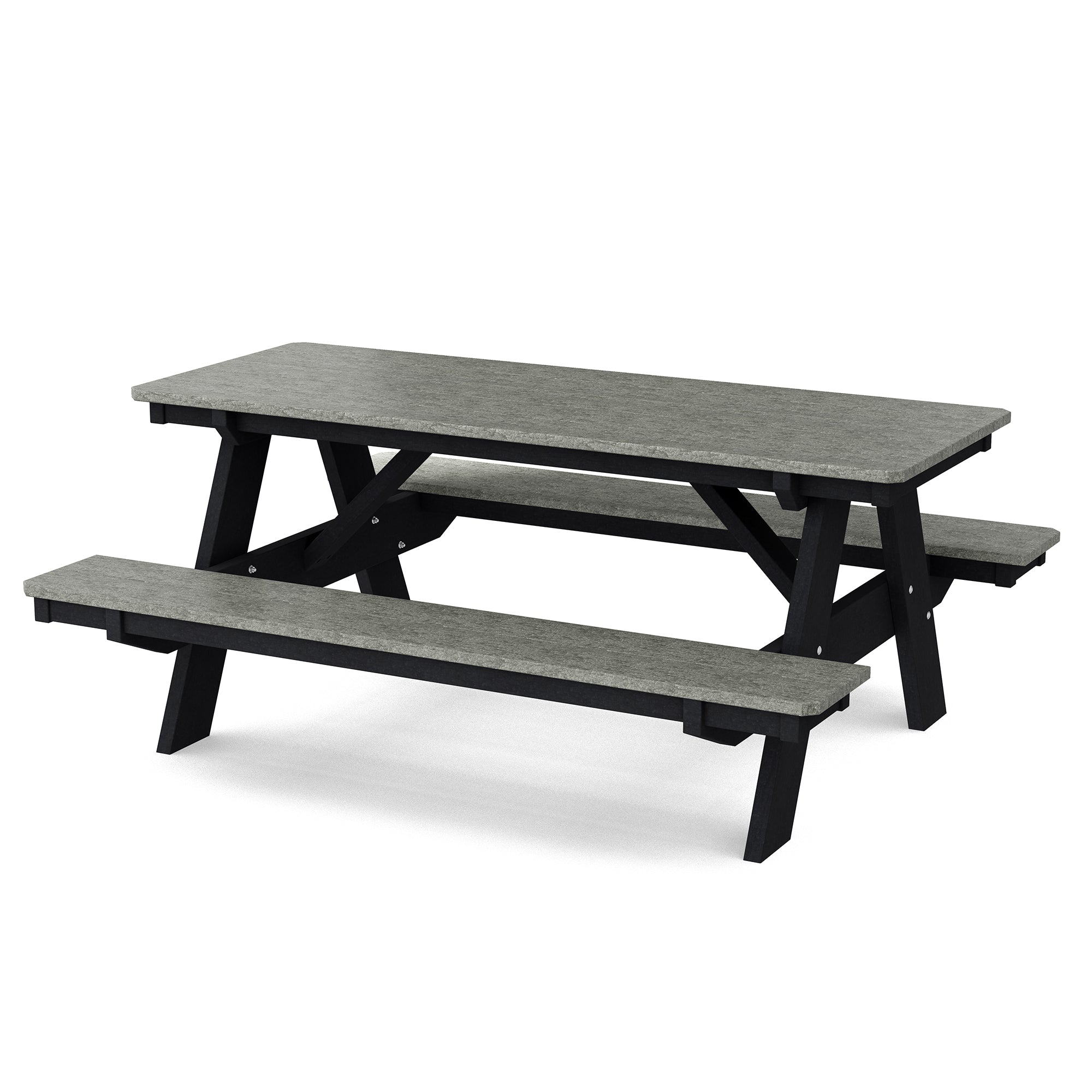 Heritage 72 Inch Outdoor Picnic Table with Attached Benches - Durable All-Weather Patio Furniture for Backyard, Garden, and Park Gatherings